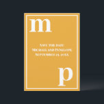 Trendy Lower Case Monogram Marigold Save the Date  Invitation<br><div class="desc">A simple clean minimalist design in the popular wedding colour marigold yellow and a trendy cute text pairing of fonts in bold lower case for the monogram letter text templates and upper case font templates for the details that are easy for you to personalise. Just change the letters and details...</div>