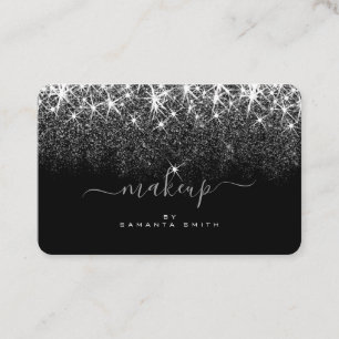Trendy Luminous Silver Glitter Stars Makeup Artist Business Card