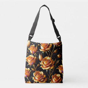 Trendy Luxury Big Gold Rose Collection Crossbody Bag