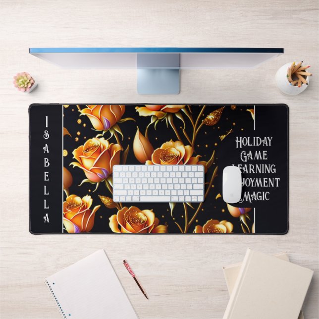 Trendy Luxury Big Gold Rose Collection Desk Mat (Office 1)