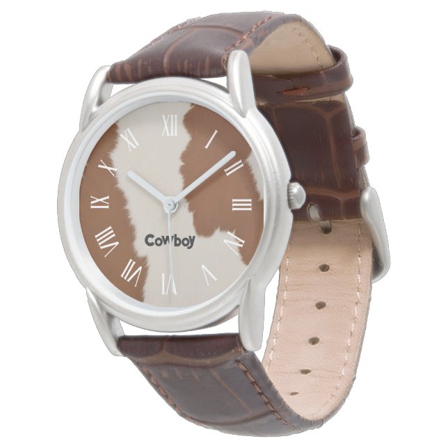 Trendy Luxury Elegant Faux Cow Leather Collection Watch (Angled)