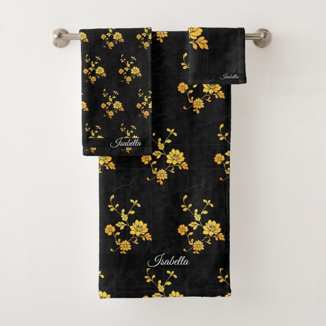 Trendy Luxury Elegant Floral Collection Bath Towel Set (Insitu)