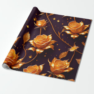 Trendy Luxury Gold Boho Rose Collection Wrapping Paper