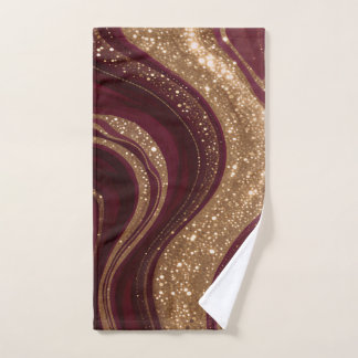 Trendy Luxury Gold Burgundy Collection Bath Towel Set
