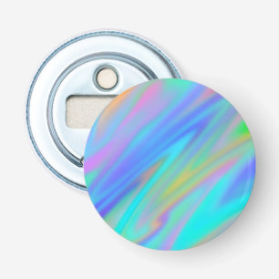 Trendy luxury green blue purple faux holographic bottle opener