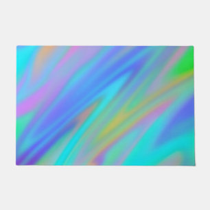 Trendy luxury green blue purple faux holographic doormat