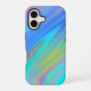 Trendy luxury green blue purple faux holographic iPhone 16 case