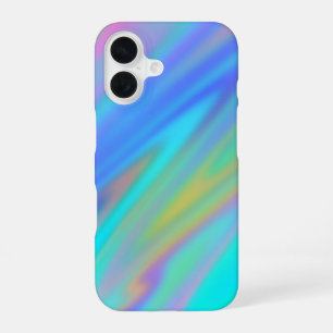 Trendy luxury green blue purple faux holographic iPhone 16 case