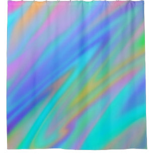 Trendy luxury green blue purple faux holographic shower curtain