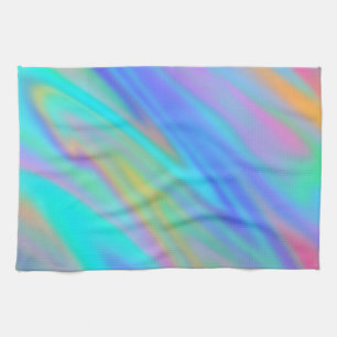 Trendy luxury green blue purple faux holographic tea towel