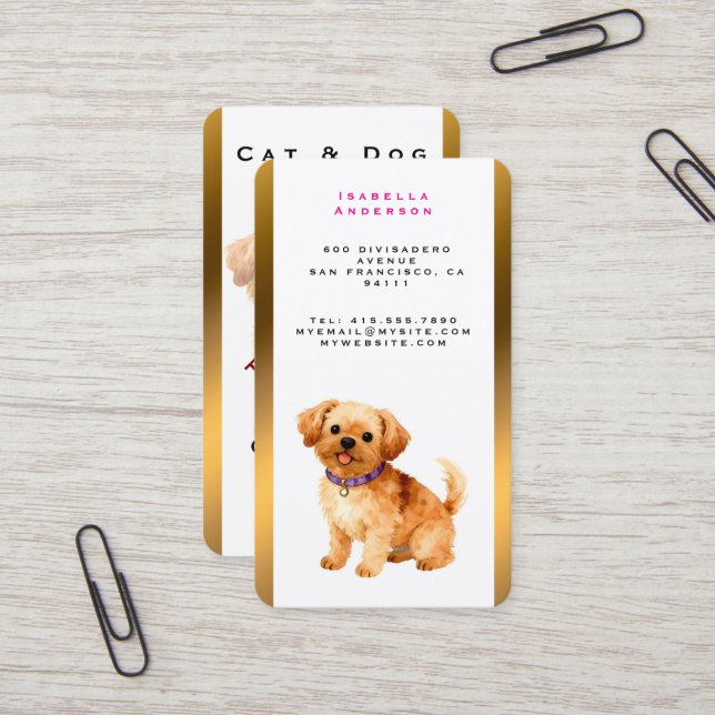 Trendy Luxury Grooming Dog Personalized Collection Business Card (Front/Back In Situ)