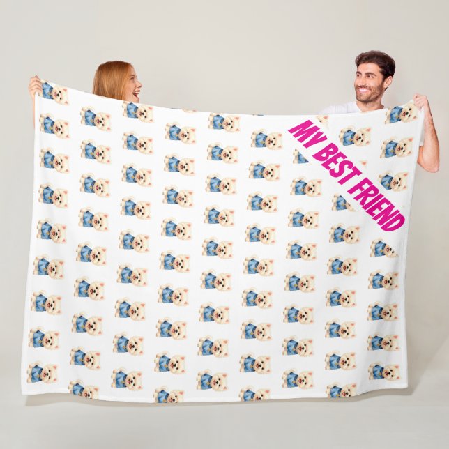 Trendy Luxury Grooming Pet Personalized Collection Fleece Blanket (In Situ)