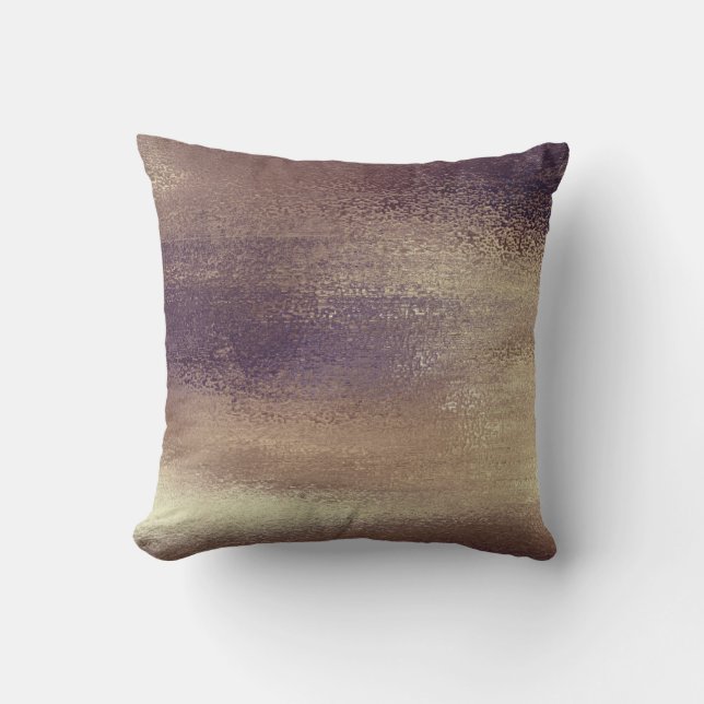Trendy Luxury Metallic Purple Bronze Foil Cushion (Front)