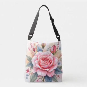 Trendy Luxury Pink Roses Beautiful Collection Crossbody Bag