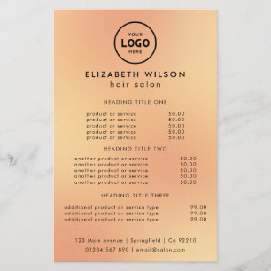Trendy Luxury Salon Price List Template Flyer