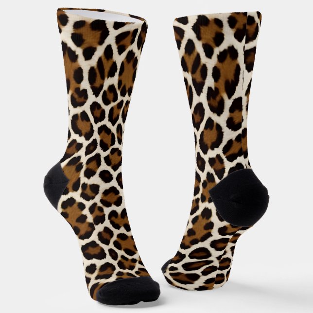 Trendy Luxury White Leopard Elegant Collection Socks (Angled)