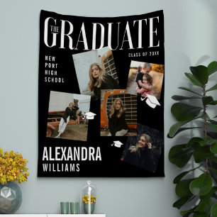 Trendy Magazine Cover Collage Inspired Graduation Tapestry