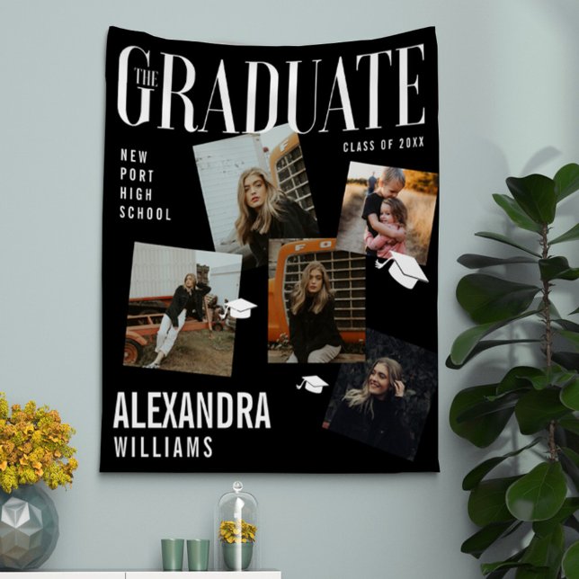 Trendy Magazine Cover Collage Inspired Graduation  Tapestry (Creator Uploaded)