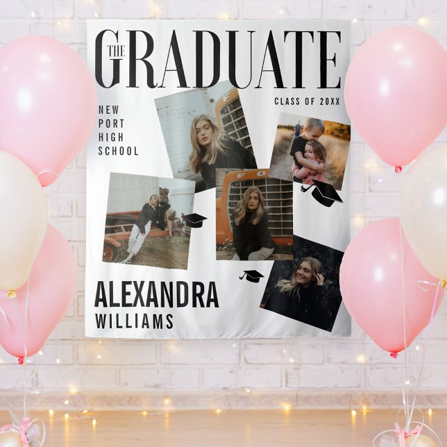 Trendy Magazine Cover Collage Inspired Graduation  Tapestry (Creator Uploaded)