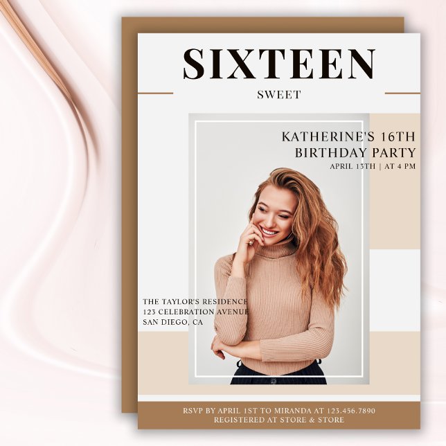 Trendy Magazine Cover Photo Sweet 16 Birthday  Invitation (Creator Uploaded)