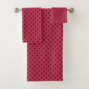 Trendy Magenta and Black Patterned Bath Towel Set