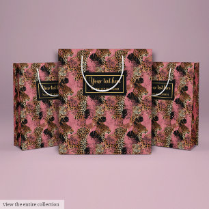 Trendy magenta leopard animal skin gift pack medium gift bag