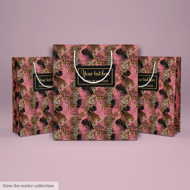 Trendy magenta leopard animal skin gift pack medium gift bag (Trendy magenta leopard animal skin gift pack Medium Gift Bag)