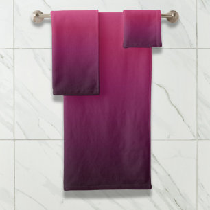 trendy magenta maroon purple burgundy ombre bath towel set