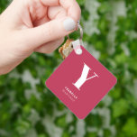Trendy Magenta Modern Monogram Name Key Ring<br><div class="desc">Trendy Magenta Modern Monogram Name Keychain</div>