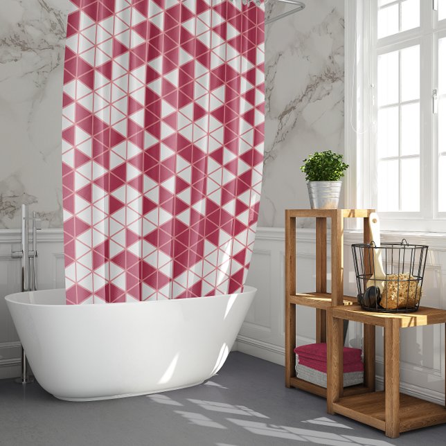 Trendy Magenta Pink Geometric Pattern Shower Curtain (Creator Uploaded)