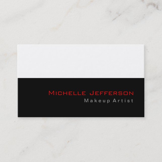 Trendy Makeup Artist Black White Red Business Card (Front)
