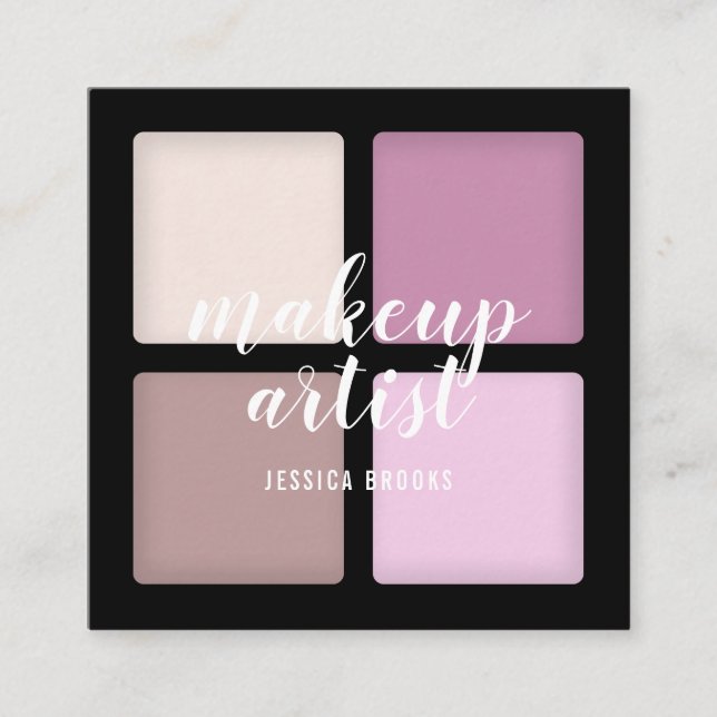 Trendy makeup artist eye shadow natural palette square business card (Front)