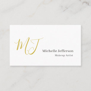 Trendy Makeup Artist Gold Monogram Black White Business Card