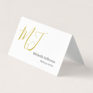 Trendy Makeup Artist Gold Monogram Black White Business Card