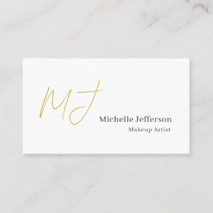 Trendy Makeup Artist Gold Monogram Black White Business Card