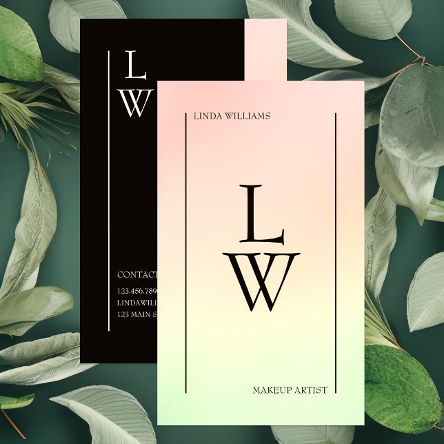 Trendy Makeup Artist Light Colourful Gradient Business Card (Creator Uploaded)