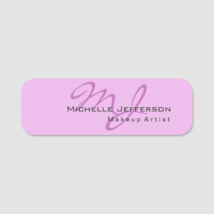 Trendy Makeup Artist Lilac & Orchid Colour Monogra Name Tag