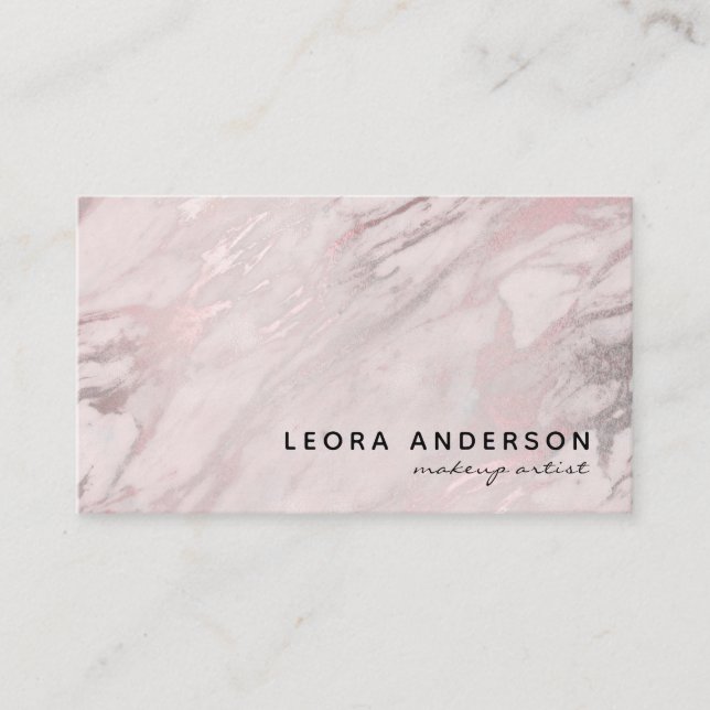 Trendy Makeup Artist Rose Gold Marble Business Card (Front)