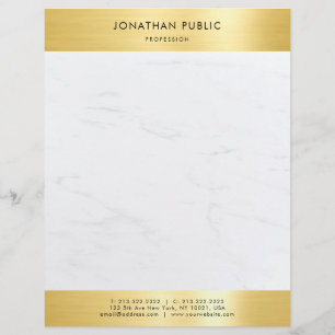 Trendy Marble Gold Elegant Modern Professional Custom Letterhead