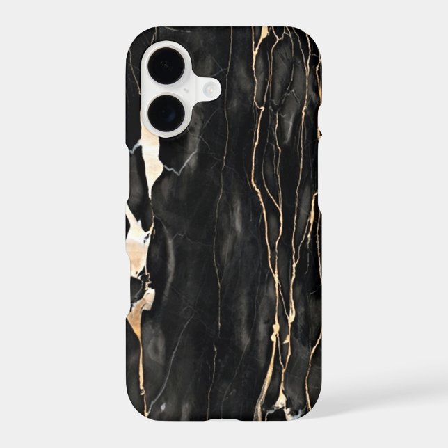 Trendy Marble Pattern Black Gold Grey (Back)