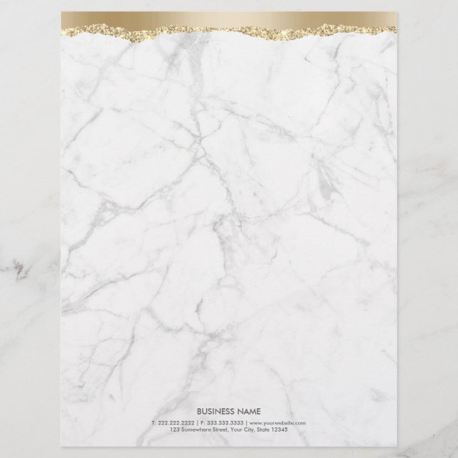 Trendy Marble Stylish Gold Edge Letterhead (Front)