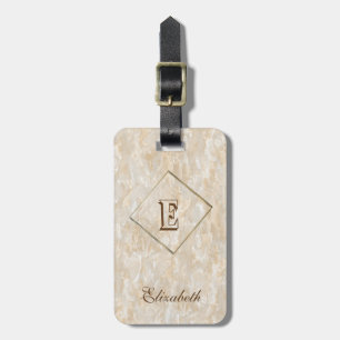 Trendy Marble Texture, Monogram-Personalised Luggage Tag