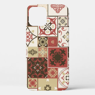 Trendy Marsala Moroccan Tile Pattern iPhone 12 Case