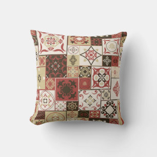 Trendy Marsala Moroccan Tile Pattern Cushion