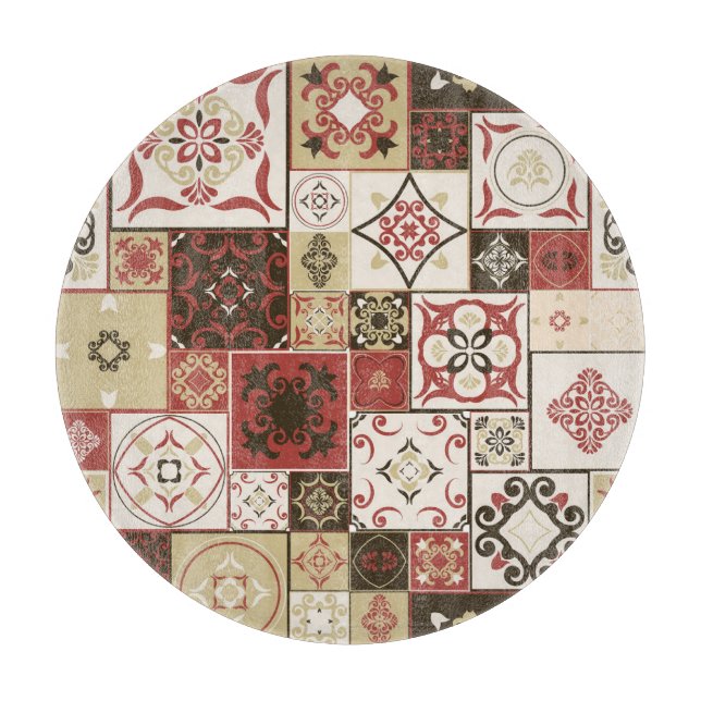 Trendy Marsala Moroccan Tile Pattern Cutting Board (Front)