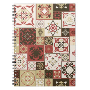 Trendy Marsala Moroccan Tile Pattern Notebook