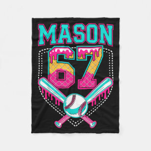 Trendy Mason 67 Mem Ice Cream Drip Baseball Birthd Fleece Blanket