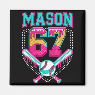 Trendy Mason 67 Mem Ice Cream Drip Baseball Birthd Magnet