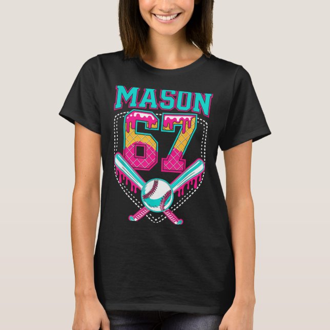 Trendy Mason 67 Mem Ice Cream Drip Baseball Birthd T-Shirt (Front)