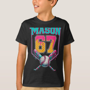 Trendy Mason 67 Mem Ice Cream Drip Baseball Birthd T-Shirt